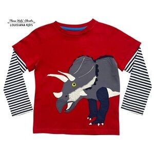 Mini Boden 5-6Y Triceratops Dinosaur Appliqué Shirt